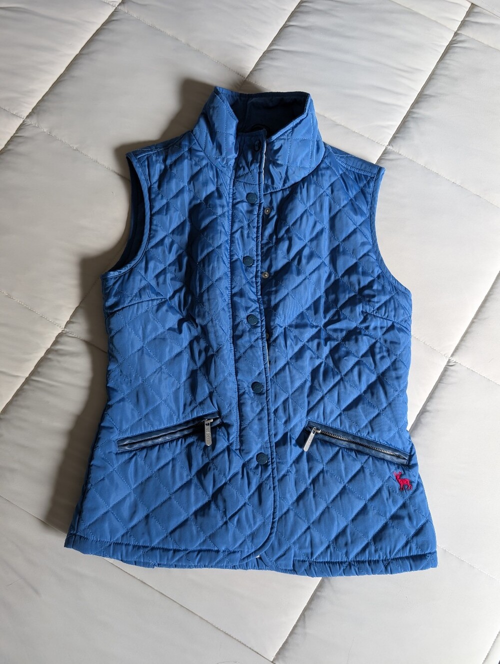 Ness Quilted Blue Women's Vest with Stand Collar